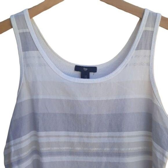 Gap Top Dressy Tank Scoop Neck Large Stripe Metallic Gray Taupe Silver S - Picture 6 of 8